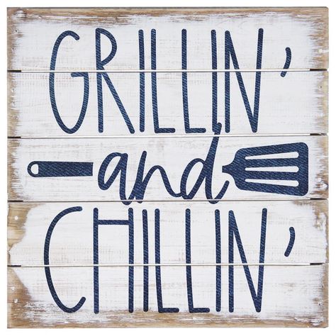 Grillin and Chillin Wood Sign Grilling Chilling Summer - Etsy Grillin And Chillin Sign, Pallet Signs Rustic, Irish Decor, Pallet Wall, Never Stop Learning, Accent Wall Decor, Pallet Signs, Table Top Display, Wishing Well