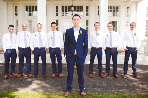 Groomsmen in Casual Shirts and Blue Pants Blue Groomsmen Attire, Casual Groomsmen Attire, Groomsmen Attire Navy, Rustic Groomsmen Attire, Navy Blue Groomsmen, Casual Groomsmen, Navy Groomsmen, Blue Groomsmen, Wedding Groomsmen Attire