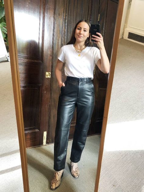 These Are the Best High-Street Leather Trousers | Who What Wear Trousers Outfit Casual, Leather Trousers Outfit, Leather Culottes, Leather Pants Outfit, Trouser Outfit, Best Leather, To Autumn, Pant Trends, Black Leather Pants