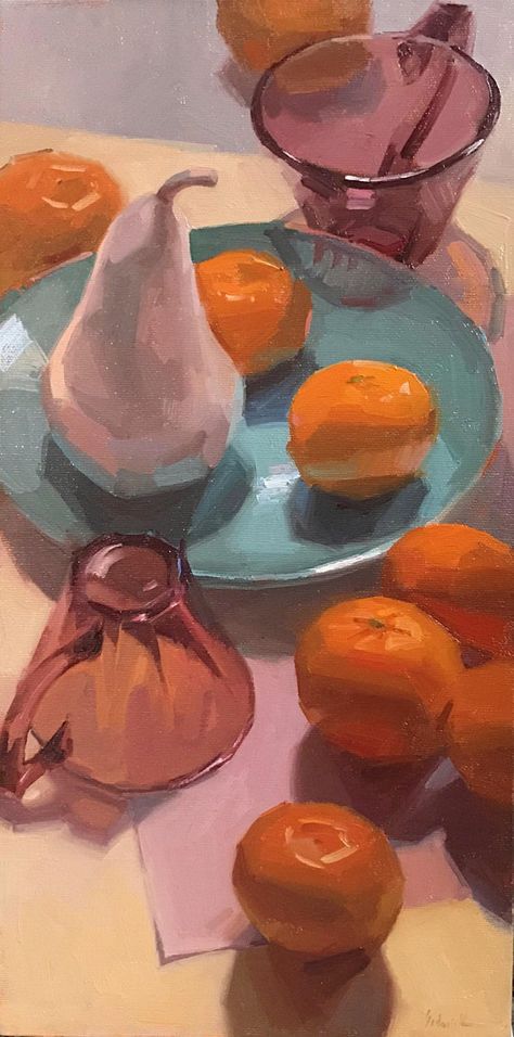 Food Art Painting Abstract, Sarah Sedwick, Green Tea Oil, Painting Fruit, Fruit Still Life, Painting Competition, Still Life Fruit, Oil Painting For Sale, Fruit Painting