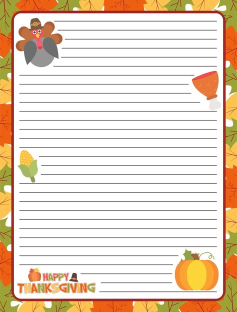 Printable Thanksgiving Lined Writing Paper Thanksgiving Lined Writing Paper, Thanksgiving Stationary Free Printable, Homemade Place Cards, Thanksgiving Notes, Thanksgiving Writing Paper, Thanksgiving Note, Paper Template Free, Thanksgiving Letter, Writing Paper Template