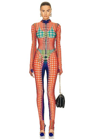 Alexandre Vauthier Shooting 105 Boot in Red | FWRD Jumpsuit Jean, Hooded Jumpsuit, Jersey Jumpsuit, Orange Dots, Blue Dots, Holiday Party Outfit, Long Jumpsuits, Paul Gaultier, Designer Jeans