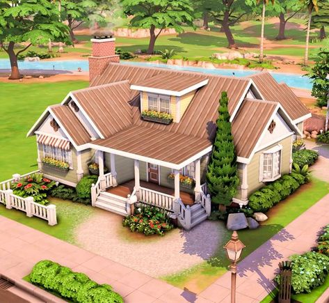 Sims 4 Cottage House, Sims 4 Cottage, The Sims 4 Lots, Sims 4 Cheats, Sims Inspiration, Willow House, Sims Houses, Sims 4 House Plans, Sims 4 House Building