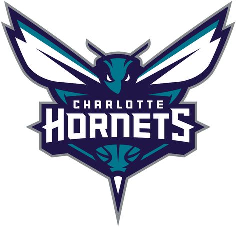 Charlotte Hornets Primary Logo (2015) - A teal and dark purple hornet with stinger around team name. A basketball pattern seen above the stinger Charlotte Hornets Logo, Basketball Wall Decals, Sports Mascot, Super Bowl Winners, Nba Basketball Game, Mascot Logos, Basketball Wall, Lamelo Ball, Nba Logo