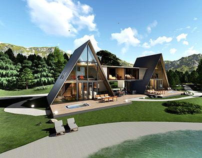 Check out new work on my @Behance profile: "double A frame house" http://be.net/gallery/95988455/double-A-frame-house Case A Un Piano, Modern A Frame Cabin, Modern A Frame, A Frame Cabin Plans, Triangle House, Cabin Diy, Modern Floor Plans, Plans Architecture, A Frame House Plans