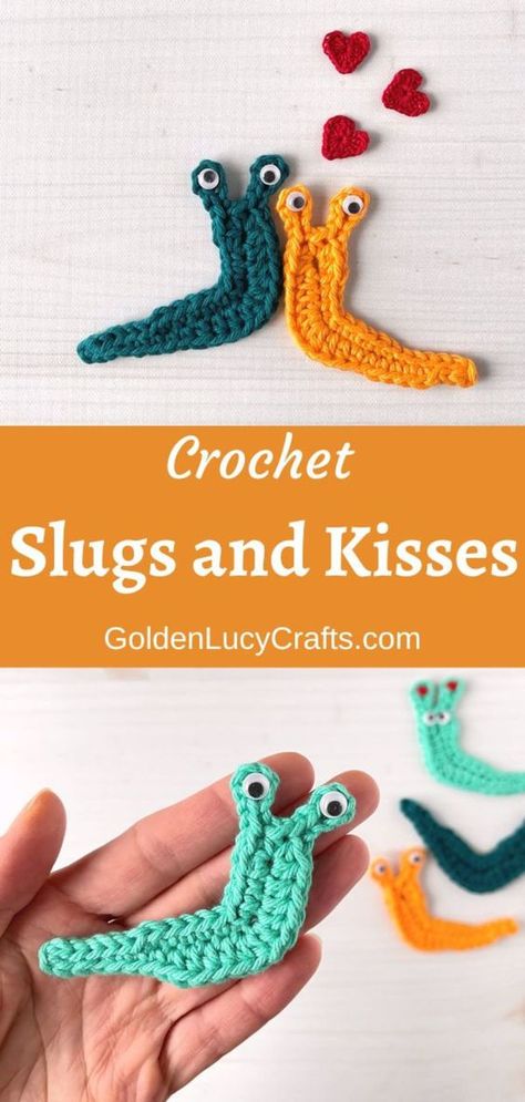 Crochet Slug Applique, Slugs and Kisses 🥰 Elevate Your Designs - Save This Pin, Then Visit Our Site crochet applique heart patterns free, crochet applique hedgehog, crochet applique hats, crochet applique hot air balloon, crochet applique house pattern, crochet applique ideas, crochet applique ice cream, crochet applique insects, crochet ice cream cone applique pattern free, crochet applique free pattern, crochet applique easy Crochet Insect Applique, Bug Crochet Applique, Crochet Snail Applique, Cute Crochet Applique Patterns Free, Rainbow Crochet Free Pattern, Crochet Decals Applique Patterns, Easy Crochet Applique Patterns Free, Crochet Slug Pattern Free, Crochet Embellishments Free Pattern