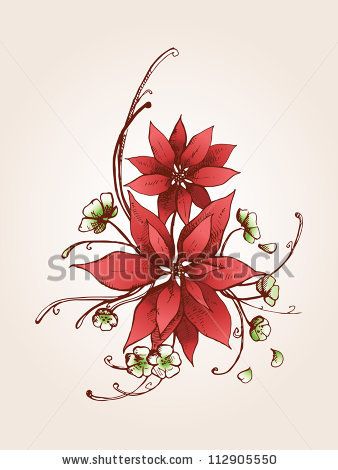 Shutterstock.com    Poinsettia - traceable Sketch Flower Tattoo, Poinsettia Drawing, Body Artwork, Grandma Tattoos, Shoulder Cap Tattoo, Sketch Flower, Christmas Sketch, Red Roses Wallpaper, Christmas Drawings