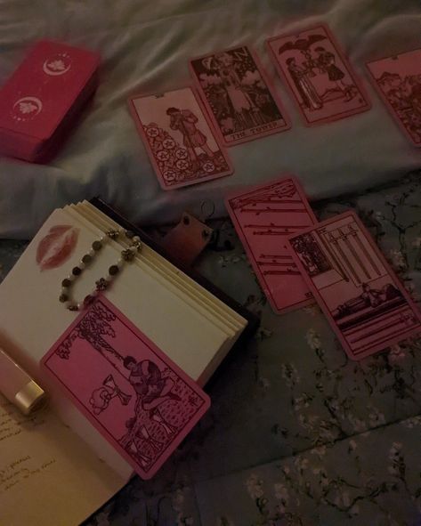 tarot reading / coquette / dark feminine / divine feminine / tarot reading aesthetic / tarot card aesthetic / pink / Tarot Cards Reading Aesthetic, Pink Tarot Card Wallpaper, Pink Tarot Cards Aesthetic, Pink Tarot Aesthetic, Love Witch Aesthetic Pink, Pink Dark Feminine Aesthetic, Pink Dark Feminine, Dark Pink Coquette, Pretty Tarot Cards