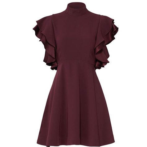 Cinq à Sept Plum Ruffle Dress (1.019.850 IDR) ❤ liked on Polyvore featuring dresses, vestidos, ruffle trim dress, ruffle dress, flutter-sleeve dresses, purple ruffle dress and plum purple dress Plum Purple Dress, Plum Cocktail Dress, Purple Ruffle Dress, Flouncy Dress, Frilled Dress, Purple Cocktail Dress, Plum Dress, Classy Outfits For Women, Flounce Dress