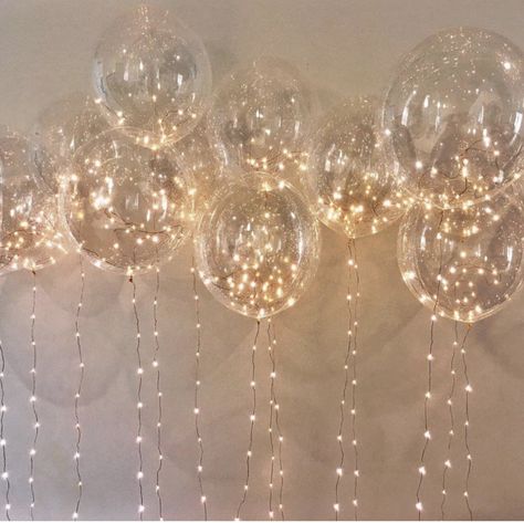 Gold Led Balloons, Fairy Light Balloons, Light Pink Decor, Fairy Light Backdrops, Merry Birthday, 18th Party, Wedding Cottage, Twilight Party, Balloon Dance