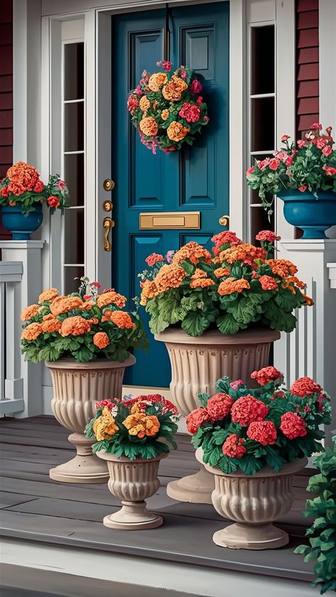 Modernize your front door with these stunning flower pot ideas designed to complement contemporary homes and lifestyles. Layer A Bed, Front Door Flower Pot Ideas, Hallway Christmas Decor, How To Hang Garland On Mantel, Scrap Wood Christmas, Christmas Decor Green, Cake Luxury, Hallway Christmas, Front Door Plants