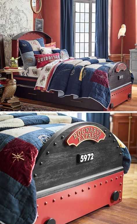 Harry Potter Bed, Baby Harry Potter, Harry Potter Hogwarts Express, Harry Potter Bedroom Decor, Zimmer Diy, Citate Harry Potter, Stile Harry Potter, Harry Potter Nursery, Harry Potter Room Decor