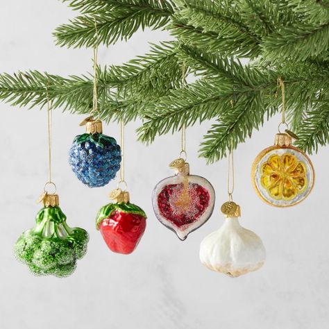 Kitchen + Food Christmas Ornaments | Williams Sonoma Ornament Tree Display, Felt Ornaments Diy, Fruit Ornaments, Food Ornaments, Ornament Display, Homemade Decor, Easter Egg Decorating, Egg Decorating, Christmas Kitchen