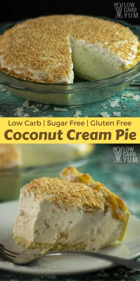 Sugar Free Coconut Cream Pie, Coconut Cream Pie Easy, Coconut Cream Pie Recipes, Low Carb Snack, Sugar Free Low Carb, Dessert Aux Fruits, Coconut Cream Pie, Low Carb Sweets, Low Carb Dessert