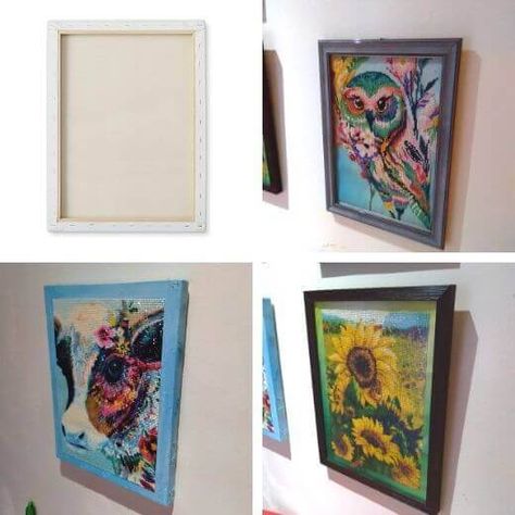 Ideas For Framing Diamond Art, Framing A Diamond Painting, Diy Diamond Art Frame, How To Hang Diamond Painting, 5d Diamond Painting Pictures, Diy Diamond Painting Frame, How To Frame Diamond Art Pictures, How To Display Diamond Art, Frame Diamond Painting