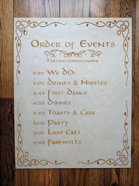 Wedding Ceremony Order Of Events, Ceremony Order Of Events, Wedding Ceremony Order, Order Of Events Sign, Ceremony Order, Hobbit Wedding, Wedding Reception Program, Order Of Wedding Ceremony, Wedding Program Sign