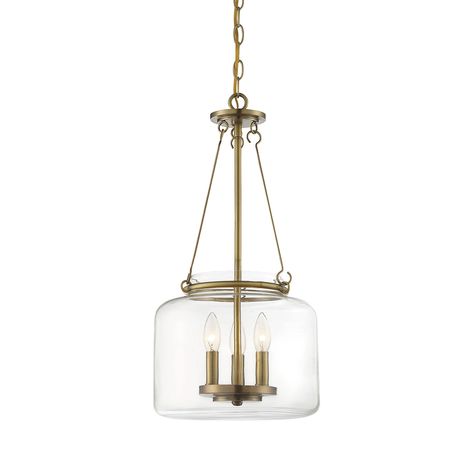 The Akron 3-light pendant from Savoy House proves that a simple style can be stunning! Its square glass shade protects the light sources within and is accentuated by thoughtfully-detailed hardware. Warm brass finish. House Lighting Fixtures, Jar Chandelier, Savoy House Lighting, Foyer Pendant, Brass Pendant Light, Savoy House, 3 Light Pendant, Drum Pendant, Farmhouse Lighting