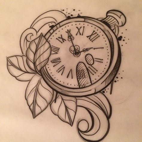 Tatuagem Inspiration Pocket Watch Tattoo Design, Watch Tattoo Design, Simple Compass, Compass Drawing, Pocket Watch Tattoos, Catrina Tattoo, Watch Drawing, Clock Tattoo Design, Pocket Watch Tattoo