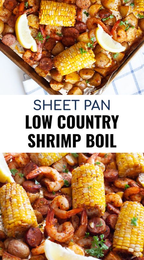 Shrimp Boil In Oven, Boil Shrimp, Low Country Boil Recipe, Shrimp Corn, Shrimp Boil Recipe, Cooks Country Recipes, Pan Shrimp, Country Boil, Low Country Boil