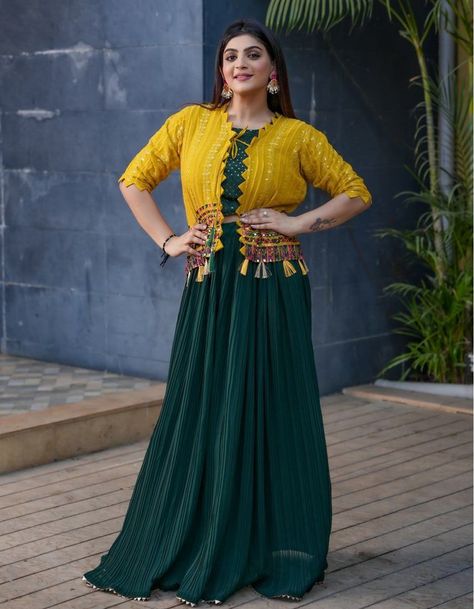 Teal Georgette Embroidered Western Wear Long Dress Indian, Garba Chaniya Choli, Indian Gown, Gown With Jacket, Ghaghra Choli, Gown Designer, Party Wear Gown, Indian Lehenga, Designer Lehenga