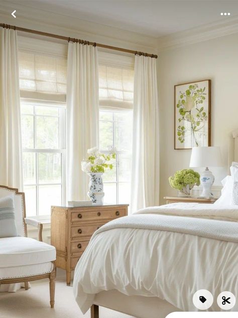 Primary Bedroom Styling, Neutral Classic Bedroom, Classic Bedroom Inspirations, White And Dark Wood Bedroom, Primary Bedding, Soft Neutral Bedroom, Primary Bedroom Ideas, Rental Bedroom, Cathedral Grove