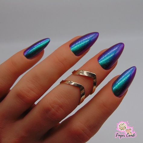 Chrome Nails Blue Purple, Blue And Green Chrome Nails, Purple Blue Chrome Nails, Multi Chrome Nails, Purple And Turquoise Nails, Purple And Teal Nails, Dance Nails, Grad Nails, Purple Chrome Nails