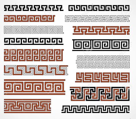 Greek Pattern, Chinese Pattern, Frame Floral, Mosaic Crochet, Greek Style, Greek Art, Chinese Patterns, Pattern Vector, Greek Key