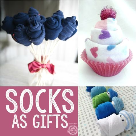 50 Things To Do With Spare Socks Sock Gift Ideas, Socks Gift Ideas, Fuzzy Socks Gift, Gift Card Presentation, Socks Party, Socks Gifts, Sock Gift, Sock Dolls, Diy Socks