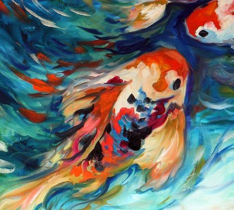 "Dancing Koi (detail 2)" par Marcia Baldwin Marcia Baldwin Art, Marcia Baldwin Artist Research Page, Artist Research Page, Artist Research, Fish Paintings, Marcia Baldwin, Art Final, Gcse Art Sketchbook, Gcse Art