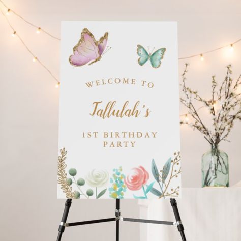 Welcome Sign Birthday Party Entrance, Usa Crafts For Kids, Welcome Board For Birthday Party, Baby Wardrobe Ideas, Jamaica Party, Birthday Welcome Board, Usa Crafts, Butterfly Theme Birthday, Butterfly Birthday Party Decorations