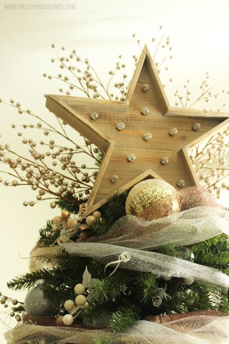 Wooden marquee star tree topper Chris Botti, Dream Christmas, Shabby Christmas, Christmas Tree Accessories, Star Tree, Cabin Christmas, Metal Christmas Tree, Star Tree Topper, Christmas Time Is Here