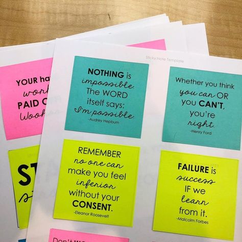 55 Growth Mindset Sticky Note Quotes: Motivate Students - The SuperHERO Teacher Sticky Notes Quotes, Notes Quotes, Motivational Notes, Motivational Cards, Love Anniversary Quotes, Motivational Quotes For Students, Study Motivation Quotes, Student Motivation, Quotes For Students