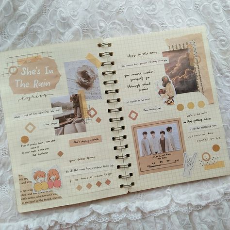 Kpop Lyrics Journal, Music Lyrics Journal Ideas, Rain Journal Ideas, Lyric Journal Ideas, Lyric Book Design Ideas, Lyrics Journal Ideas, The Rose Lyrics, Music Journal Ideas, Lyric Journal