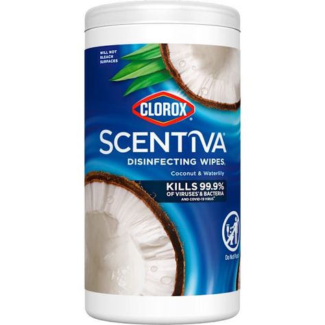 Clorox® Scentiva® Disinfecting Wipes| Coconut & Waterlily | Clorox® Disinfecting Wipes, Wet Wipe, Water Lilies, Deodorant, Cleaning Wipes, Scents, Bleach, Coconut