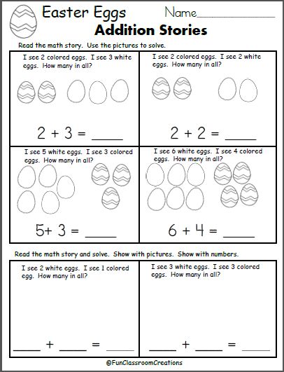 Free Easter Addition Worksheet Easter Math Worksheets, Math Subtraction Worksheets, Easter Math Activities, Easter Kindergarten, Easter Worksheets, Kindergarten Addition Worksheets, Easter Math, Addition Kindergarten, Math Addition Worksheets