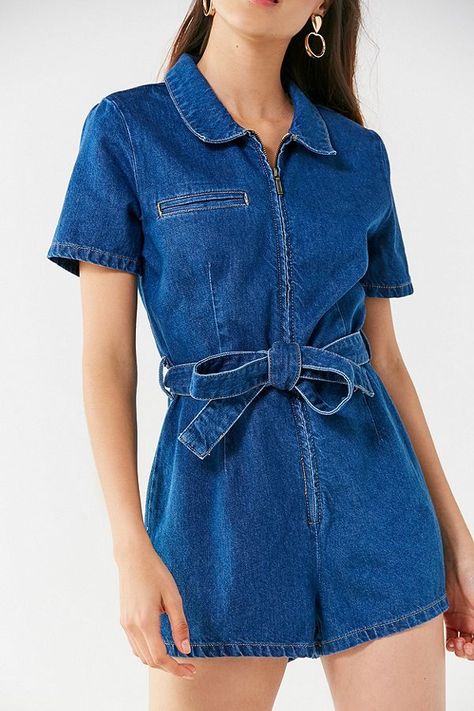 Chambray Tunic, Look Jean, Chambray Shirt Dress, Tunic Shirt Dress, Drawstring Dresses, Belted Shirt Dress, Dress Shirt Sleeves, Denim Romper, Cheap Womens Clothing