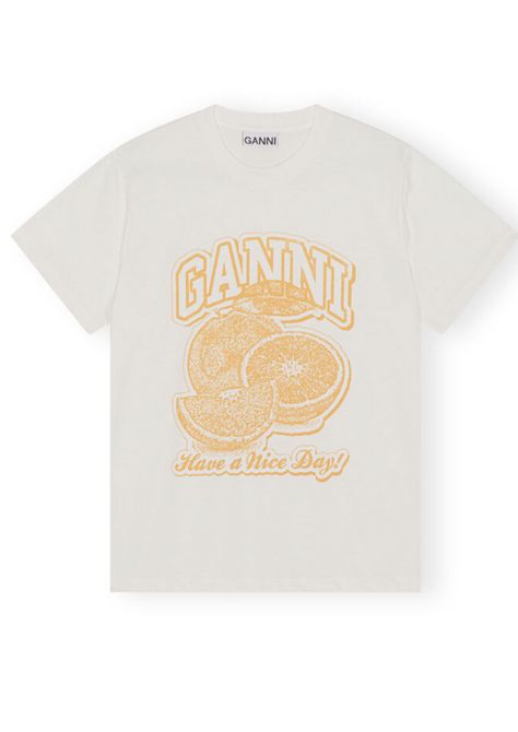 Ganni T Shirt, Tshirt Polo, Fruit Shirt, Icon Shoes, Womens Tshirt, New Fruit, Orange Print, Oversized Tee, Sweatshirt Designs