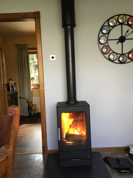 Another installation, another satisfied customer... Granite Fireplace Hearth, Free Standing Stove, Fireplace Hearths, Stove Hearth, Granite Options, Granite Hearth, Granite Fireplace, Fireplace Stove, Honed Granite