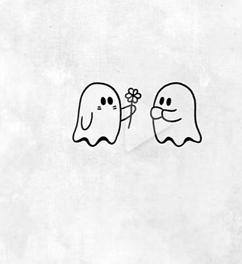 Cute Ghost Doodle Art, Cute Soul Drawing, Ghost Love Drawing, Ghost Lovers Drawing, Cute Drawings For Wall Decor, Ghost Drawing Cute Easy, Cute Boyfriend Doodles, Cute Drawings Simple Flowers, Cute Sketch Doodles