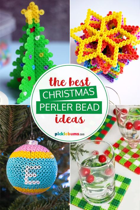 These 20 great Christmas Perler bead ideas will keep the kids (and adults) happily crafting all holiday season! Perler Bead Tree Pattern, Perler Bead Crafts For Adults, Perler Gift Ideas, Pony Bead Christmas Crafts, Peeler Bead Ideas 3d, Adult Christmas Craft Ideas, Perler Bead Gift Ideas, Christmas Perler Bead Ideas, Perler Bead Christmas Patterns