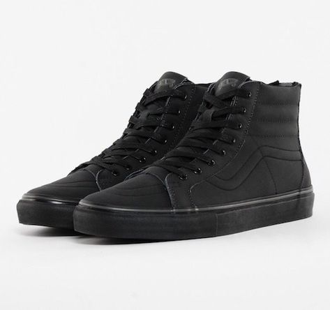 All Black Hightop Vans Black Casual High-top Sneakers For Skateboarding, Black Hightop Vans, Hightop Vans, Black High-top Vans Canvas Shoes, Black High-top Vans Boots, Vans Black High-top Sneakers With Branded Insole, Converse With Dress, Kamri Noel, All Black Vans