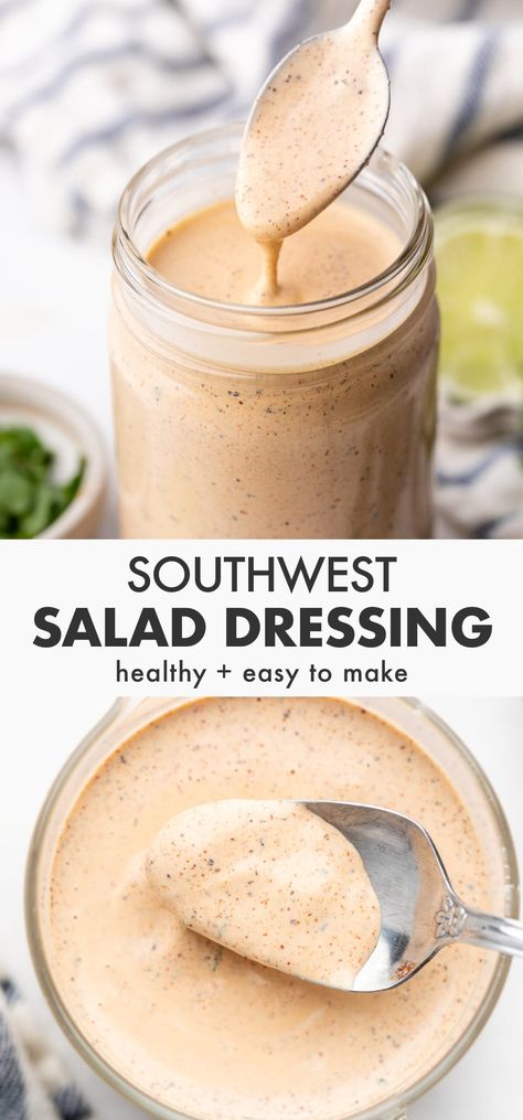 Chipotle Ranch Dressing Recipe, Southwest Dressing, Healthy Dressing Recipes, Chipotle Ranch Dressing, Italian Dressing Recipes, Southwest Salad, Salad Dressing Recipes Healthy, Chipotle Ranch, Ranch Dressing Recipe