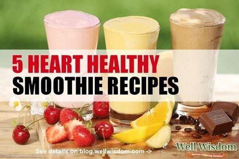 The following heart healthy smoothie recipes contain a healthy dose of protein, vitamins, minerals and disease-fighting antioxidants. Recipes For Heart Health, Heart Healthy Smoothies Recipes, Heart Healthy Smoothies, Heart Healthy Breakfast, Heart Healthy Snacks, Smoothie Ideas, Protein Smoothies, Healthy Smoothie Recipes, Protein Smoothie Recipes