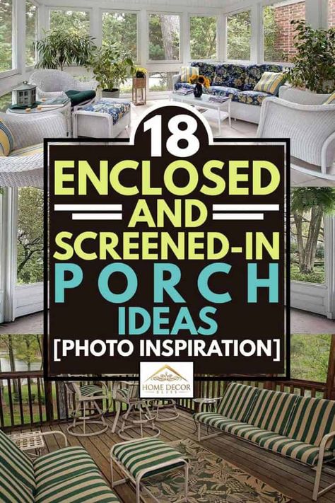 18 Enclosed And Screened-In Porch Ideas [Photo Inspiration] - Home Decor Bliss Enclosed Porch Decorating, Small Enclosed Porch, Porch To Sunroom, Brick House Front Door Colors, Small Screened Porch, Screened Front Porches, Outdoor Screen Room, Closed In Porch, Enclosed Front Porches