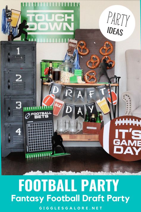 Fantasy Football Draft Party Decorations, Fantasy Draft Party Ideas, Draft Day Party, Fantasy Football Draft Order, Fantasy Draft Party, Fantasy Football Party, Football Draft Party, Fantasy Football Draft Party, Sport Themed Crafts