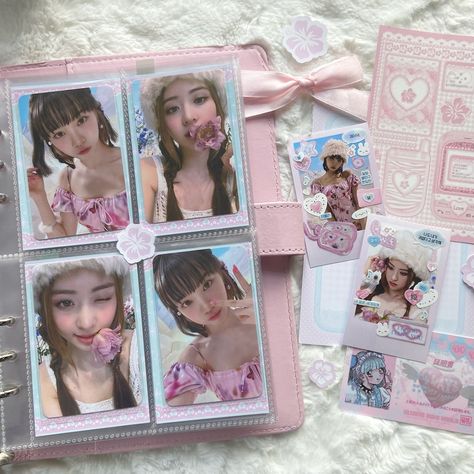 Blue White Aesthetic, Binder Inspiration, Binder Decoration, Pc Decoration, Pc Photo, Diy Photo Book, Kpop Diy, Huh Yunjin, Cute Diy Room Decor