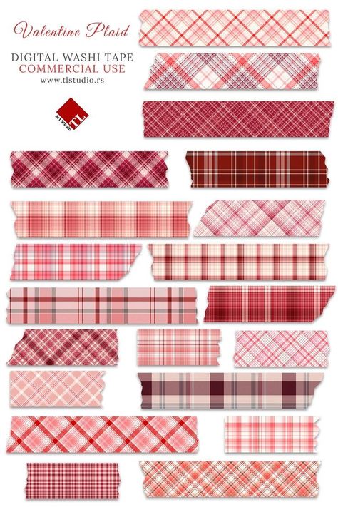 Washi Tapes Good Notes, Red Washi Tape Printable, Red Washi Tape Png, Printable Washi Tape Free, Digital Washi Tape Png, Pink Journal Stickers, Washi Tape Template, Goodnote Template, Washi Tape Png