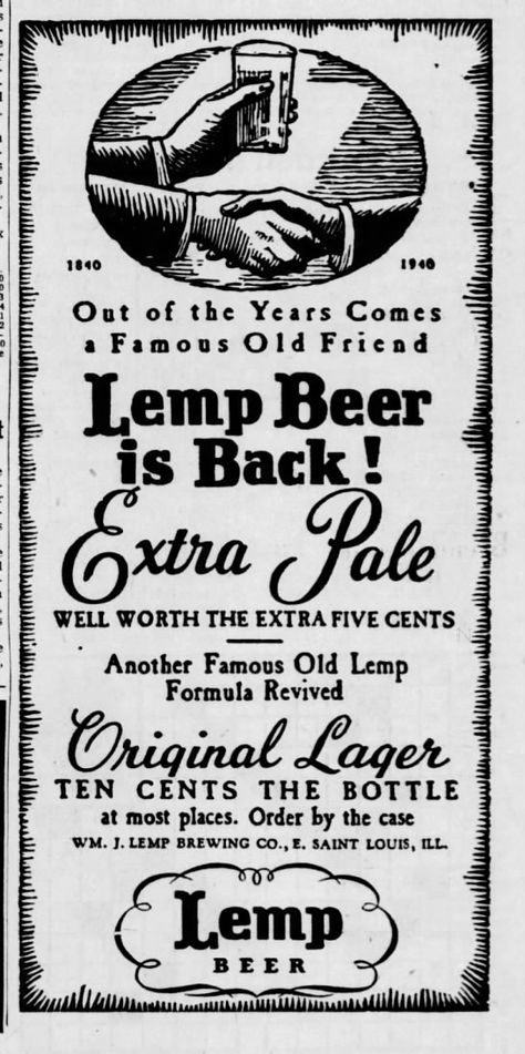 Lemp Beer, 1939 Vintage Beer Ads, Beer Magazine, Beer Graphic Design, Beer Commercials, Beer Ads, Beer History, Magazine Fonts, Beer Ad, Retro Advertising