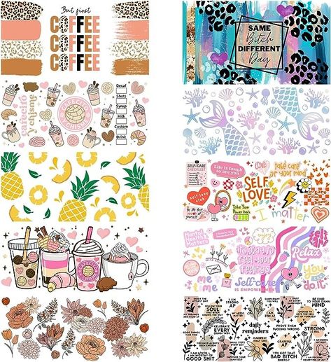 10 Sheets 3D UV DTF Transfer Sticker for 16oz Libbey Glass Waterproof Cup Wraps Sticker Rub on Transfers for Crafts Drinking Jars Iced Coffee Cup Beer Glasses Mug Drinking Jars, Cup Wraps, Rub On Transfers, Iced Coffee Cup, Wood Crafts Diy, Glass Cups, Cup Wrap, Libbey Glass, Svg Free