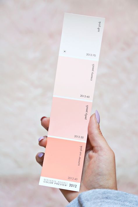 Peach Wall Color Bedroom, Peach Room Color, Peach Wall Paint Bedroom, Pale Salmon Paint Color, Best Peach Paint Colors, Peach Benjamin Moore, Peach Colour Wall, Peach Benjamin Moore Wall Colors, Light Apricot Walls